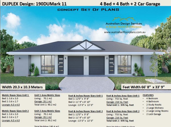 4 Bedroom Duplex House Plan:190DU